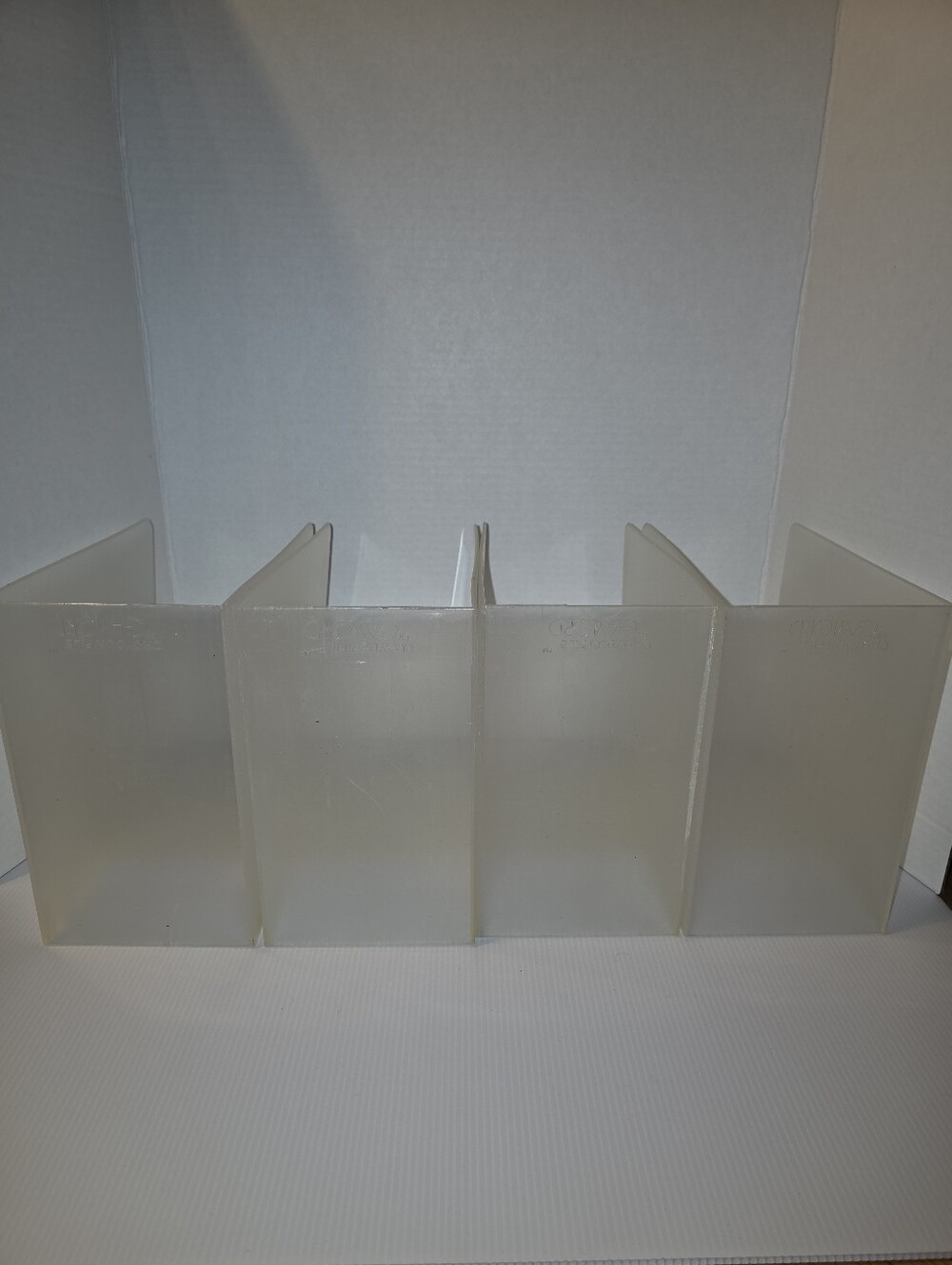 4 Clear Plastic Gaylord Magazine Book File Holders Vintage 8x8x4.5 *READ*